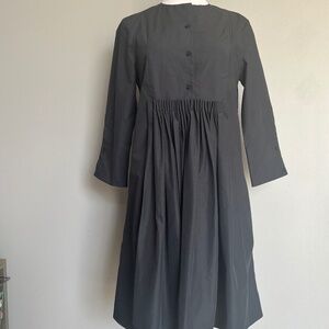 Cos Navy 3/4 sleeve Voluminous Gathered Cotton Casual A-line Dress w/ Pockets